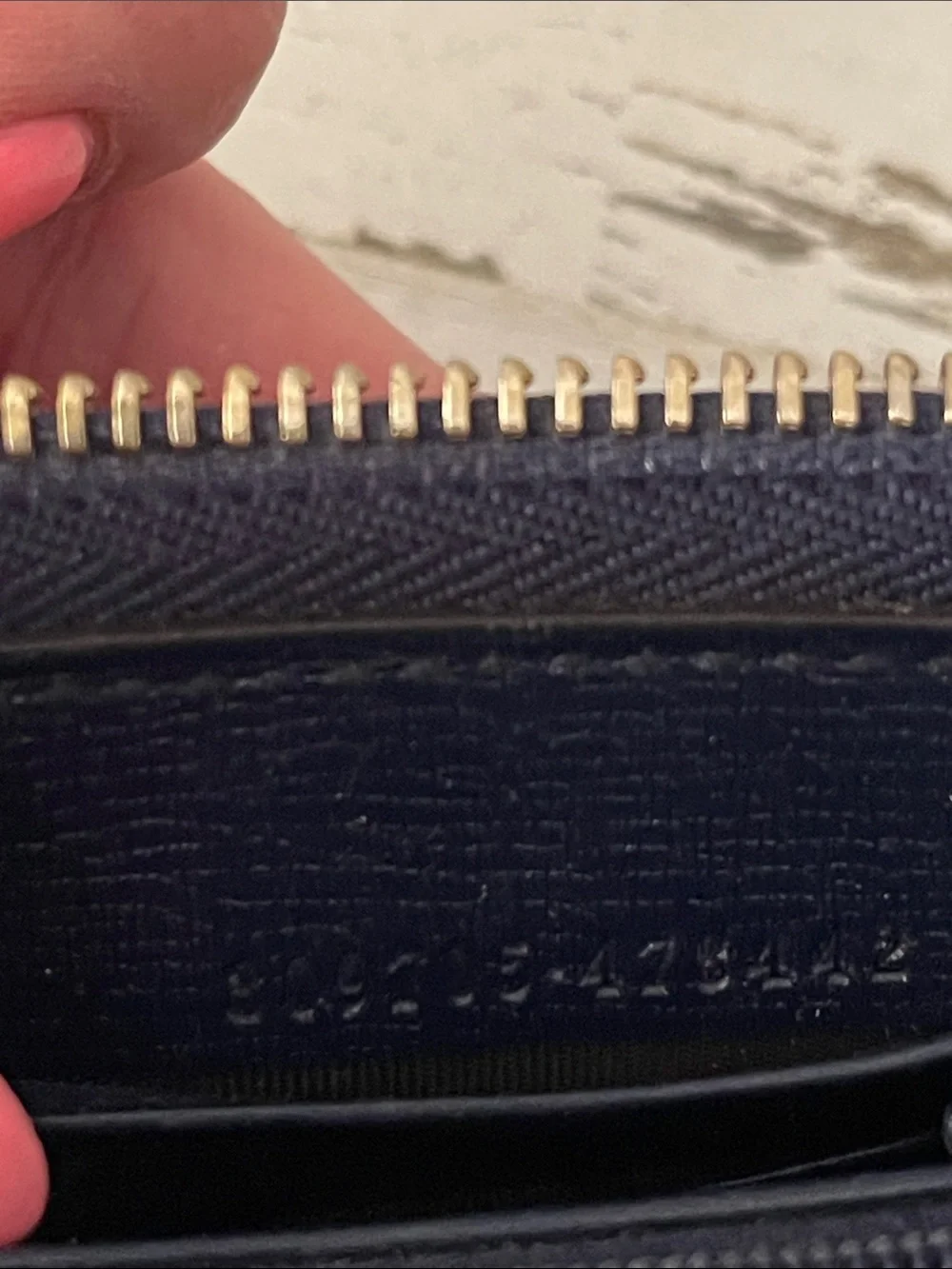 Gucci Betty Heart Print Zip Around Continental Wallet Navy Leather